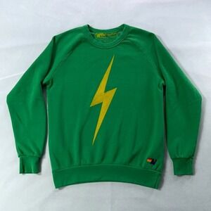 Aviator Nation Bolt Sweatshirt Men Small Green Unisex Lightning Bolt USA